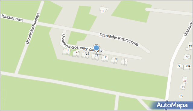 Zielona Góra, Drzonków-Sosnowy Zakątek, 13, mapa Zielona Góra