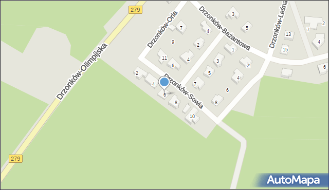 Zielona Góra, Drzonków-Sowia, 6, mapa Zielona Góra