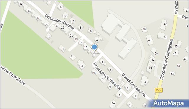 Zielona Góra, Drzonków-Szkolna, 11, mapa Zielona Góra