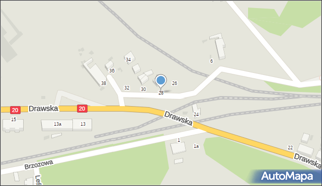Złocieniec, Drawska, 28, mapa Złocieniec