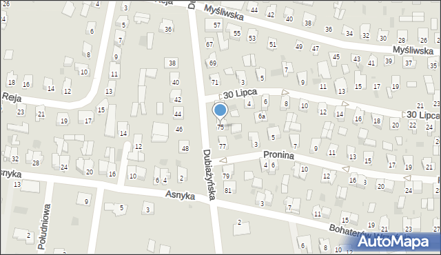 Bielsk Podlaski, Dubiażyńska, 75, mapa Bielsk Podlaski