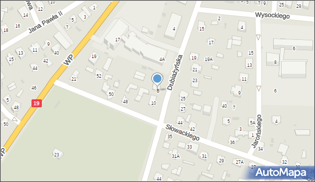 Bielsk Podlaski, Dubiażyńska, 8, mapa Bielsk Podlaski