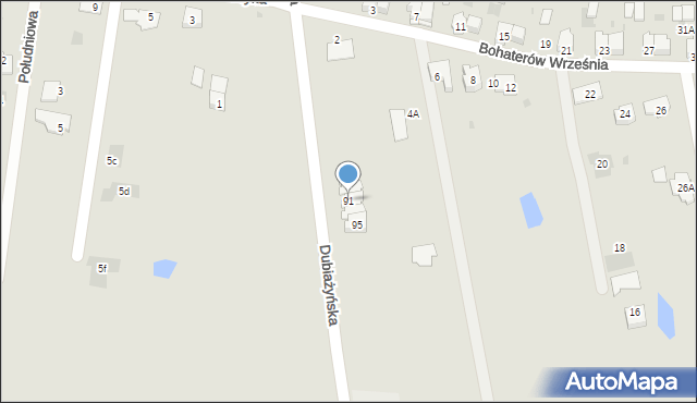 Bielsk Podlaski, Dubiażyńska, 91, mapa Bielsk Podlaski