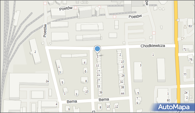 Bielsko-Biała, Dunikowskiego Ksawerego, 1, mapa Bielsko-Białej