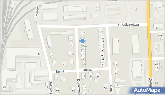 Bielsko-Biała, Dunikowskiego Ksawerego, 19, mapa Bielsko-Białej
