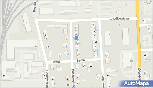 Bielsko-Biała, Dunikowskiego Ksawerego, 25, mapa Bielsko-Białej