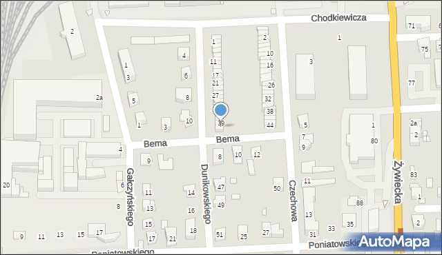 Bielsko-Biała, Dunikowskiego Ksawerego, 41, mapa Bielsko-Białej
