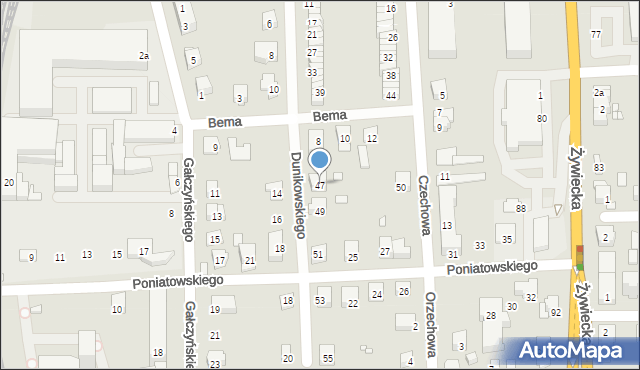 Bielsko-Biała, Dunikowskiego Ksawerego, 47, mapa Bielsko-Białej