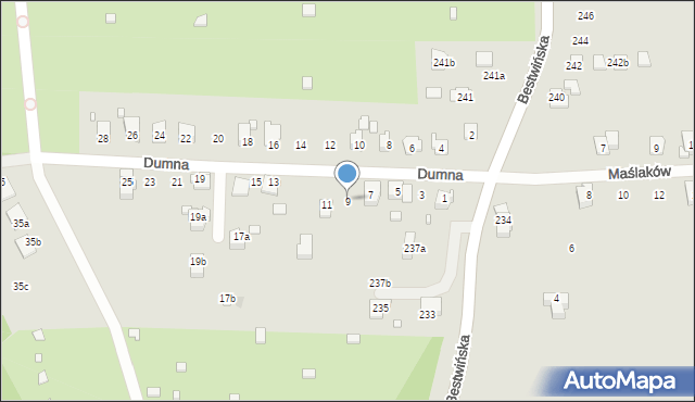 Bielsko-Biała, Dumna, 9, mapa Bielsko-Białej