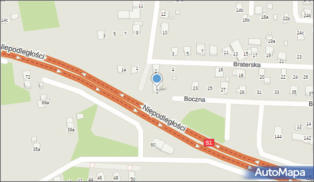 Bielsko-Biała, Dusznicka, 2, mapa Bielsko-Białej