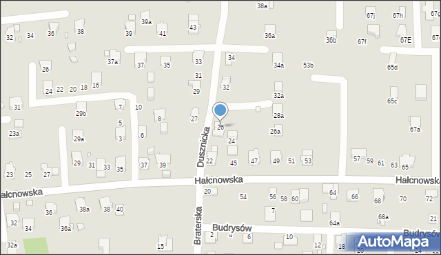 Bielsko-Biała, Dusznicka, 26, mapa Bielsko-Białej