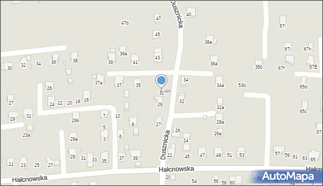 Bielsko-Biała, Dusznicka, 31, mapa Bielsko-Białej