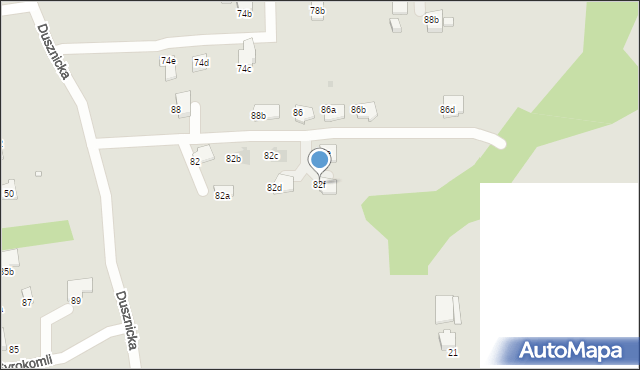 Bielsko-Biała, Dusznicka, 82f, mapa Bielsko-Białej