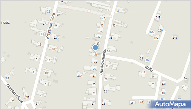 Bytom, Dunikowskiego Ksawerego, 33, mapa Bytomia