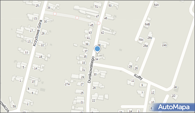 Bytom, Dunikowskiego Ksawerego, 36, mapa Bytomia