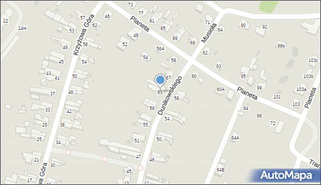 Bytom, Dunikowskiego Ksawerego, 63, mapa Bytomia