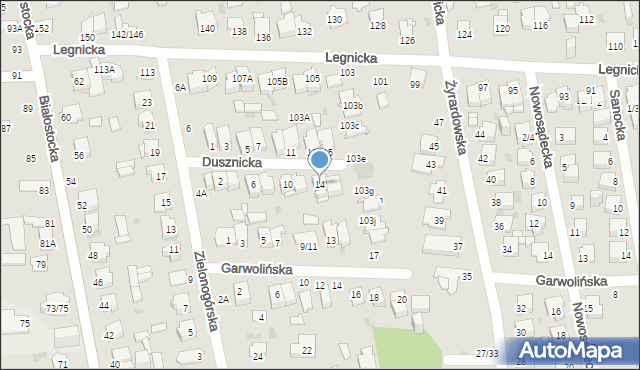 Częstochowa, Dusznicka, 14, mapa Częstochowy