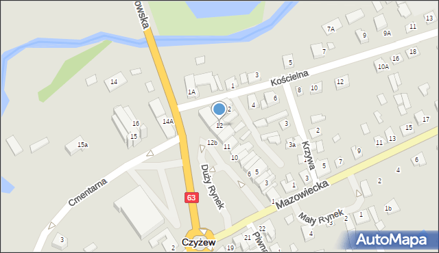 Czyżew, Duży Rynek, 12, mapa Czyżew