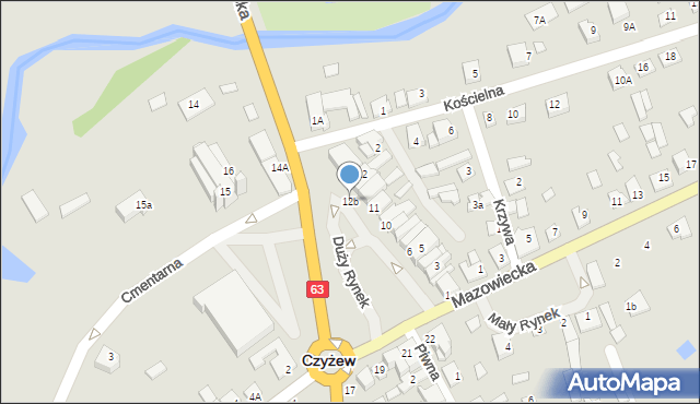 Czyżew, Duży Rynek, 12b, mapa Czyżew