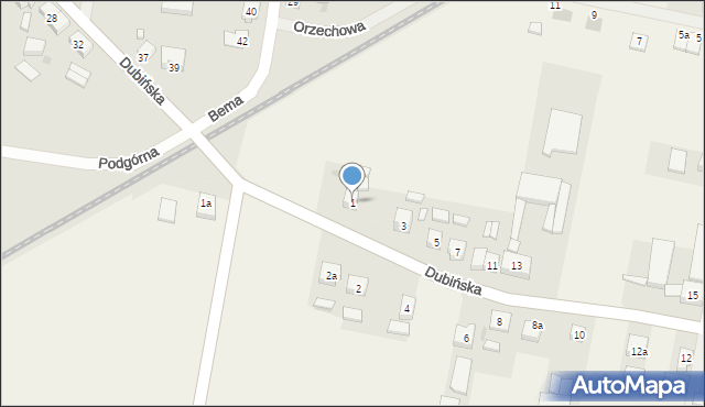 Dąbrowa, Dubińska, 1, mapa Dąbrowa