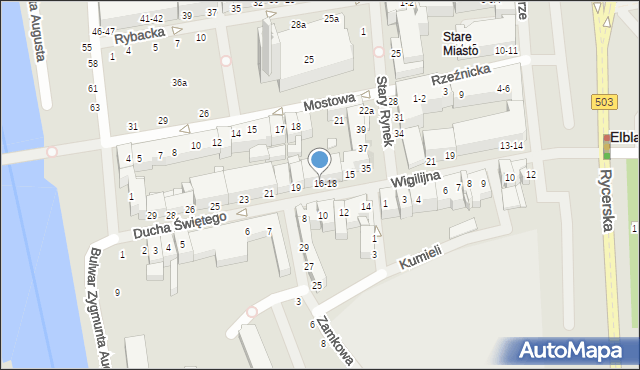Elbląg, Ducha Świętego, 17, mapa Elbląga