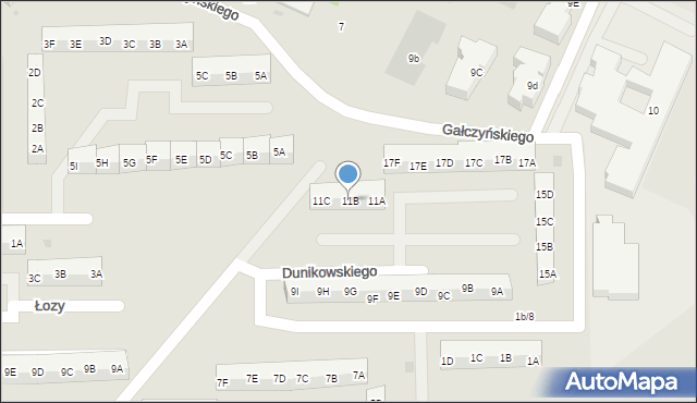 Gdańsk, Dunikowskiego Ksawerego, 11B, mapa Gdańska