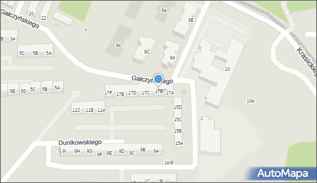 Gdańsk, Dunikowskiego Ksawerego, 17B, mapa Gdańska