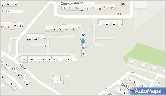 Gdańsk, Dunikowskiego Ksawerego, 5B, mapa Gdańska