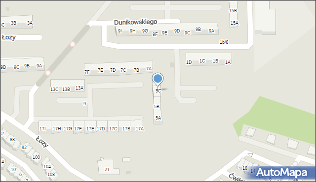 Gdańsk, Dunikowskiego Ksawerego, 5C, mapa Gdańska