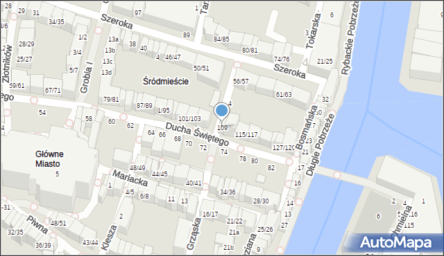 Gdańsk, Ducha Świętego, 109, mapa Gdańska