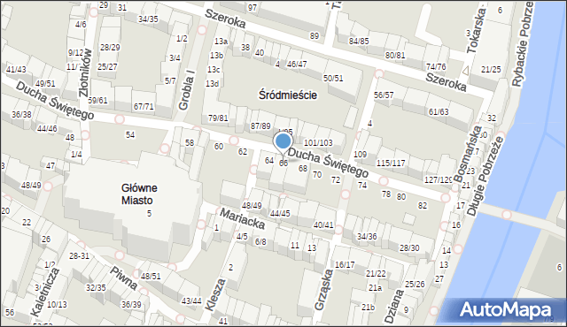 Gdańsk, Ducha Świętego, 66, mapa Gdańska