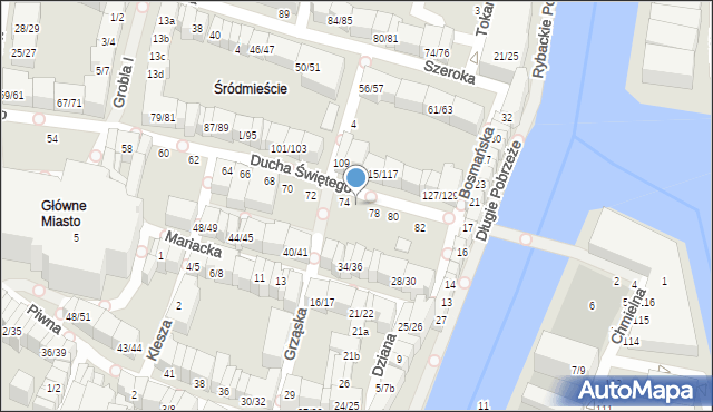 Gdańsk, Ducha Świętego, 76, mapa Gdańska