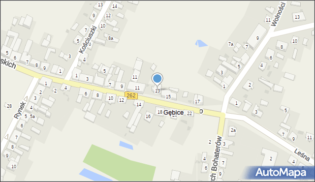 Gębice, Ducha Świętego, 13, mapa Gębice