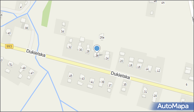 Głojsce, Dukielska, 26, mapa Głojsce