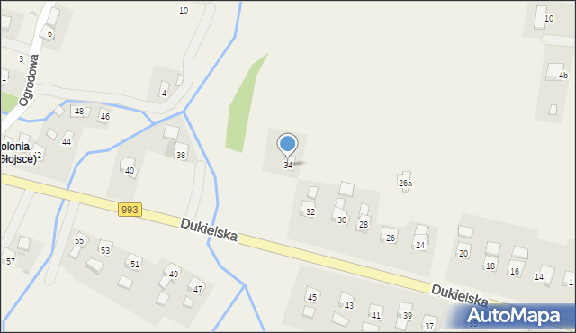 Głojsce, Dukielska, 34, mapa Głojsce