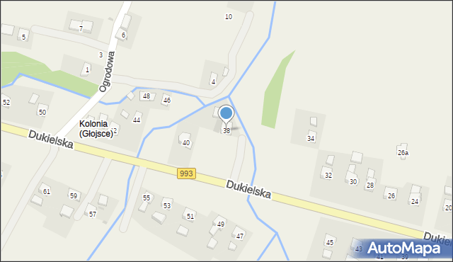 Głojsce, Dukielska, 38, mapa Głojsce