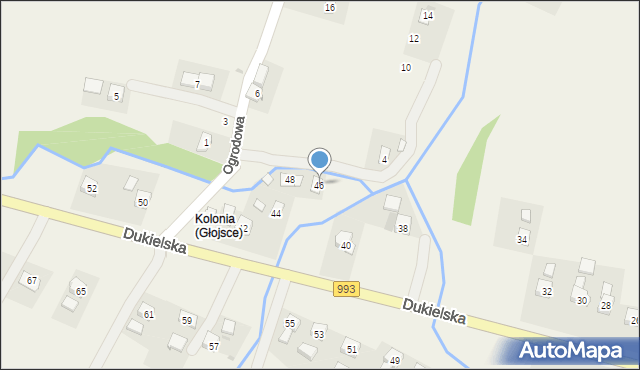 Głojsce, Dukielska, 46, mapa Głojsce