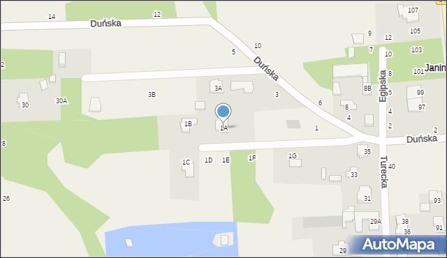 Janinów, Duńska, 1A, mapa Janinów