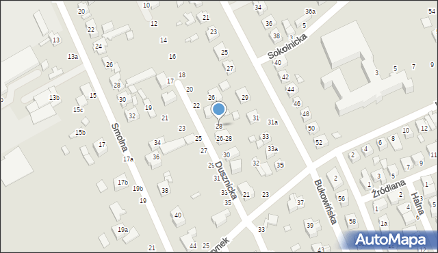 Kalisz, Dusznicka, 28, mapa Kalisza