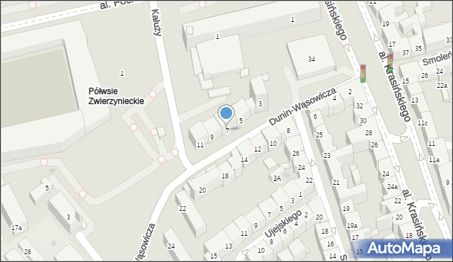 Kraków, Dunin-Wąsowicza Zbigniewa, rtm., 7, mapa Krakowa