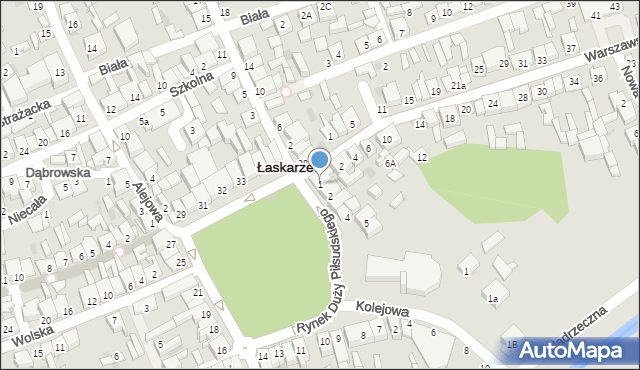 Łaskarzew, Duży Rynek Piłsudskiego Józefa, marsz., 1, mapa Łaskarzew