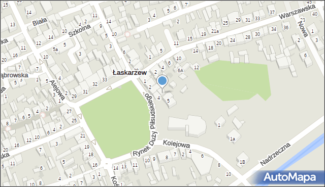 Łaskarzew, Duży Rynek Piłsudskiego Józefa, marsz., 4A, mapa Łaskarzew