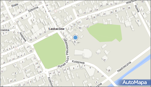 Łaskarzew, Duży Rynek Piłsudskiego Józefa, marsz., 6, mapa Łaskarzew