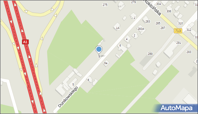 Łódź, Dunikowskiego Ksawerego, 3, mapa Łodzi