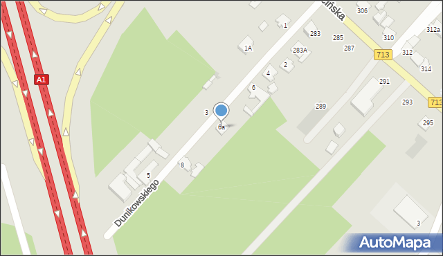 Łódź, Dunikowskiego Ksawerego, 6a, mapa Łodzi