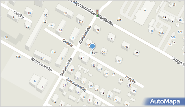 Lublin, Dulęby Kazimierza, 18a, mapa Lublina