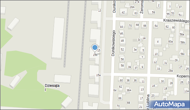 Lublin, Dunikowskiego Ksawerego, 15b, mapa Lublina