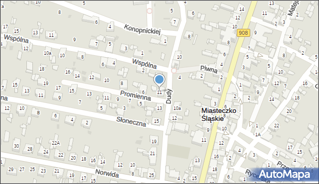 Miasteczko Śląskie, Dudy Michała, 11, mapa Miasteczko Śląskie
