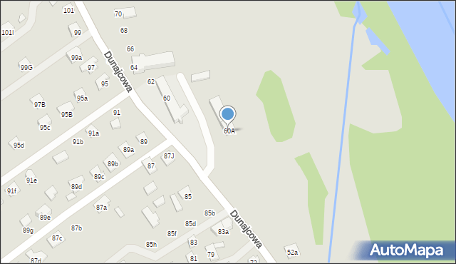 Nowy Sącz, Dunajcowa, 60A, mapa Nowego Sącza