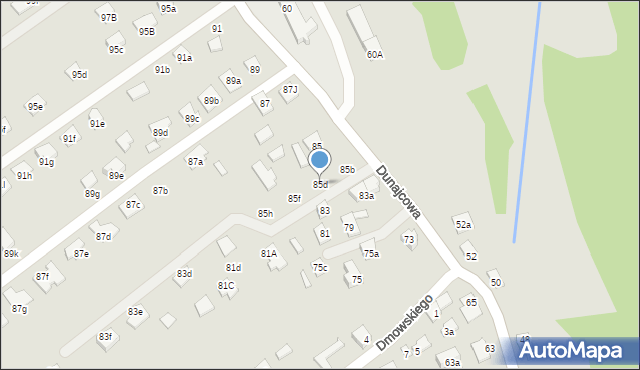 Nowy Sącz, Dunajcowa, 85d, mapa Nowego Sącza